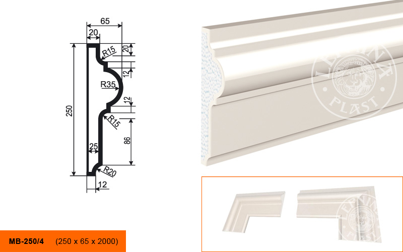 Фасадный молдинг Lepninaplast МВ-250/4