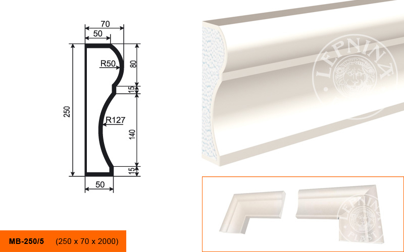 Фасадный молдинг Lepninaplast МВ-250/5