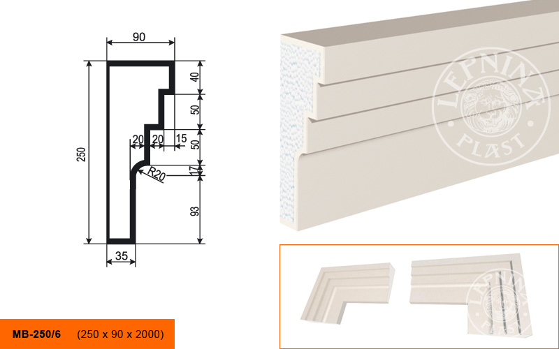 Фасадный молдинг Lepninaplast МВ-250/6