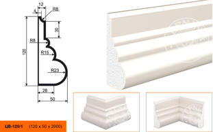 Молдинг цокольный для фасада Lepninaplast ЦВ-120/1