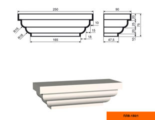 Капитель для фасадной пилястры Lepninaplast ПЛВ-150/1