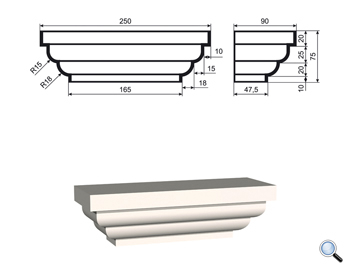 Капитель для фасадной пилястры Lepninaplast ПЛВ-150/1