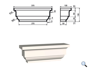 Капитель для фасадной пилястры Lepninaplast ПЛВ-250/1