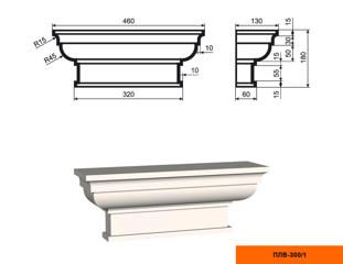 Капитель для фасадной пилястры Lepninaplast ПЛВ-300/1