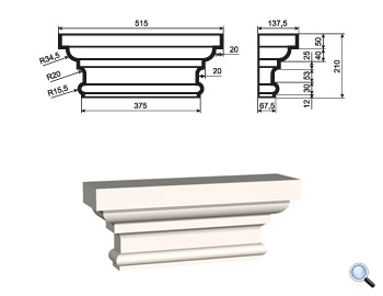 Капитель для фасадной пилястры Lepninaplast ПЛВ-350/1