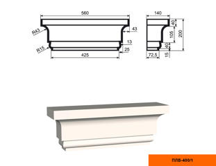 Капитель для фасадной пилястры Lepninaplast ПЛВ-400/1