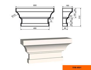 Капитель для фасадной пилястры Lepninaplast ПЛВ-450/1