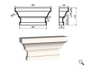 Капитель для фасадной пилястры Lepninaplast ПЛВ-450/1