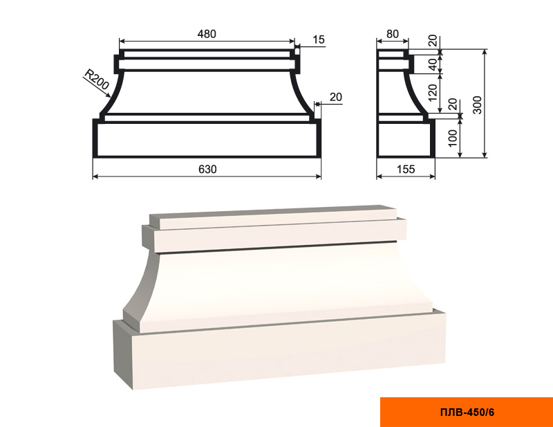 Основание фасадной пилястры Lepninaplast ПЛВ-450/6