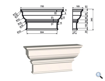 Капитель для фасадной пилястры Lepninaplast ПЛВ-500/1