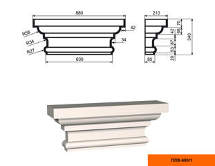 Капитель для фасадной пилястры Lepninaplast ПЛВ-600/1