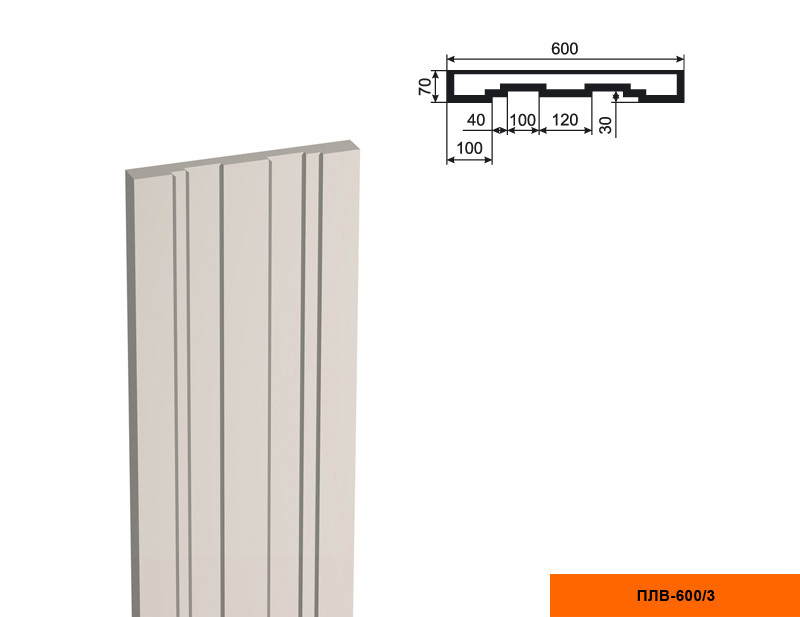 Ствол фасадной пилястры Lepninaplast ПЛВ-600/3 (H=2000мм)