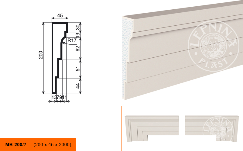 Фасадный молдинг Lepninaplast МВ-200/7