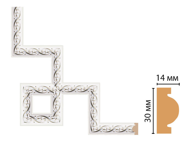Декоративный угловой элемент для молдинга Decomaster 157-3-7D
