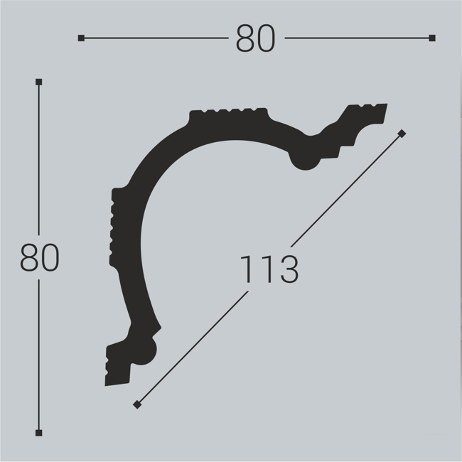 Плинтус потолочный BelloDeco К-1 80/80