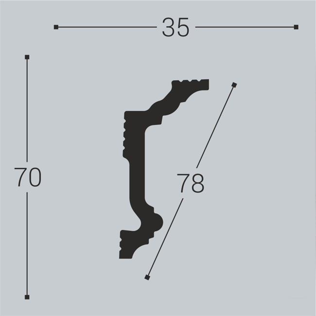 Плинтус потолочный BelloDeco К-5 70/35