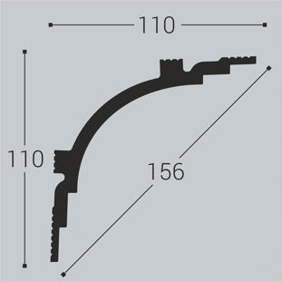 Плинтус потолочный BelloDeco К-14 110/110