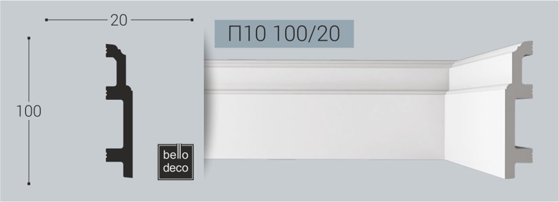 Плинтус напольный ударопрочный BelloDeco П-10 100/20