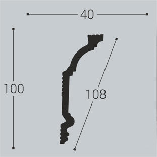 Плинтус потолочный BelloDeco К-3 100/40