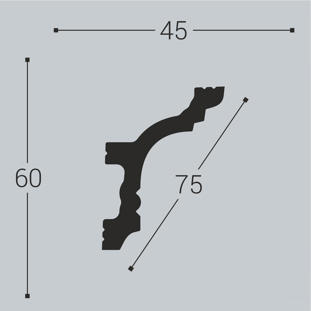 Плинтус потолочный BelloDeco К-9 60/45