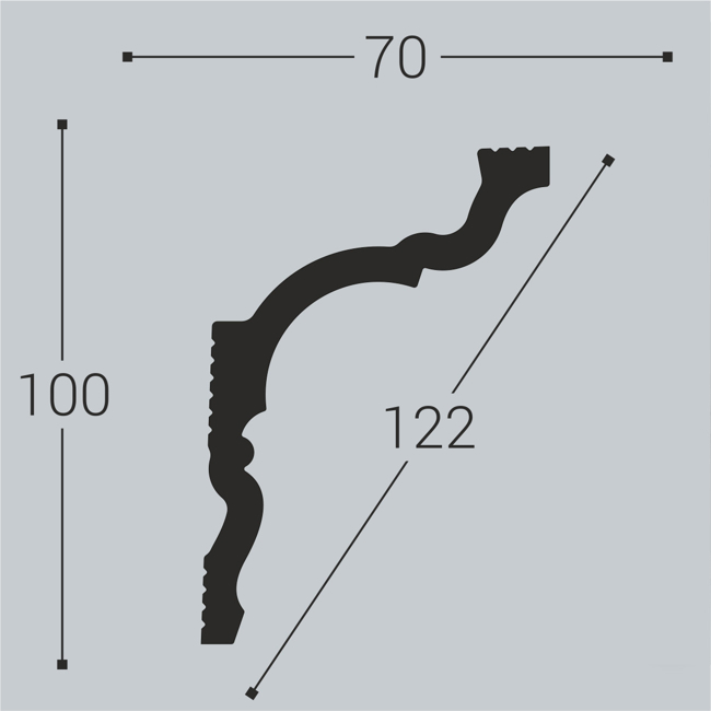 Плинтус потолочный BelloDeco К-10 100/70