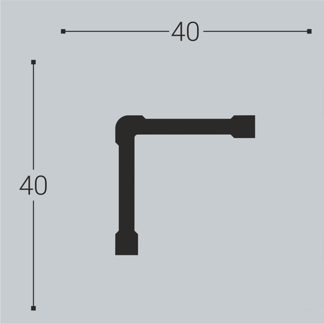 Молдинг угловой ударопрочный BelloDeco У-4 40/40