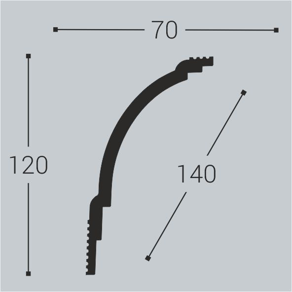 Плинтус потолочный BelloDeco К-18 120/70