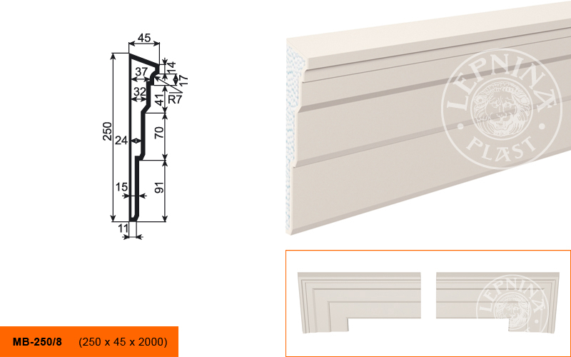 Фасадный молдинг Lepninaplast МВ-250/8