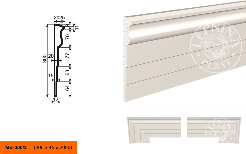 Фасадный молдинг Lepninaplast МВ-300/2