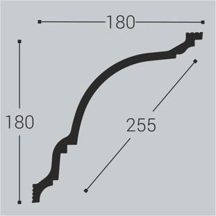 Плинтус потолочный BelloDeco К-23 180/180